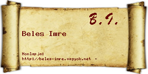 Beles Imre névjegykártya
